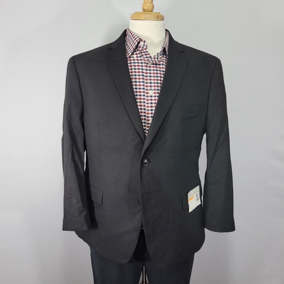 Alfani Men's Sport Coat Blazer‎ Two Button Black Polyester Blend Slim 44XS